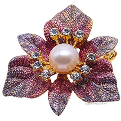 JYX Classic 10mm White Freshwater Floral Real Pearl Brooch Pins Valentine's Day