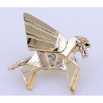 Lizzyoftheflowers - Super Cute Paper Folding Flying Horse Origami Brooch. Gold Coloured Pegasus pin.