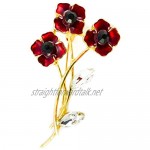 New Boxed Gold Plated Red Flowers Brooch in Presentation Box