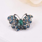 Ogquaton Female Wild Brooch Corsage Pin Badge Boutonniere Imitation Crystal Green Butterfly Boutonniere Clothing Jewelry Clip 1PCS Practical and Popular