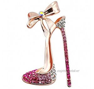 Outflower Woman Brooch High-heeled Shoes Shape Rhinestone Pin Brooch Scarf Shawl clip Bride Groom Wedding Banquet Accessories Size 4.8 * 2.7cm(Rose red)