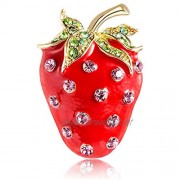 Senmubery Red Color Strawberry Brooches for Women Summer Style Fruit Accessories Hat Bag Jewelry Wedding Pins Good Gift
