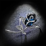 TOOGOO Blue Crystal Brooch Womens Classy Rose Flower Brooch Pin