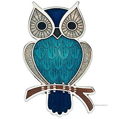 Turquoise Owl Brooch Silver Plated Large Design Gift Packaging