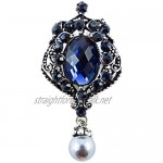 UKPAPER New Boxed Silver Plated Blue Diamante and Faux Pearl Brooch in Presentation Box