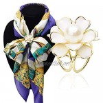 UmerBee White Pearl Flowers Scarf Buckle Women Scarf Holder Jewelry Pins Scarf Rings for Women