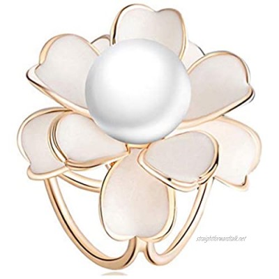 UmerBee White Pearl Flowers Scarf Buckle Women Scarf Holder Jewelry Pins Scarf Rings for Women