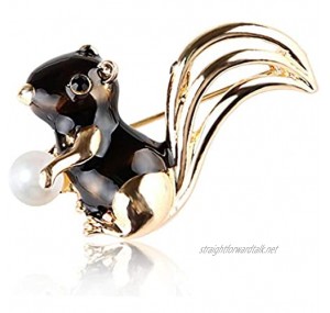 YAZILIND Cute Animal Breastpin Little Squirrel Brooch pin Drop Oil Imitation Pearl Simple Cartoon Corsage Women Birthday Jewelry Gift