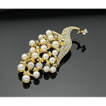 YAZILIND Fashion Peacock Inlaid Rhinestones Bead Alloy Brooch Pin Corsage for Women Girls Accessories
