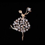 YAZILIND Faux Diamond Crystal Ballerina Dancing-Girl Pin Brooch Breastpin
