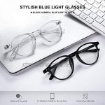 Blue Light Blocking Glasses Women/Men Anti Eyestrain Headache Blue Light Glasses Lightweight TR90 Computer Gaming Round Glasses with UV Protection
