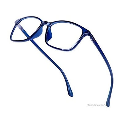 Computer Glasses Blue Light Blocking Anti Glare Fatigue - Lightweight (14g) TR90 Frame Unbreakable - Lens Transparent - Blocking Headaches Eye Strain
