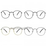 Cuasting Metal Printing Round Large Frame Glasses Unisex Decorative Spectacles Lightweight Clear Lens Retro Eyewear for Men Women Gold&Black