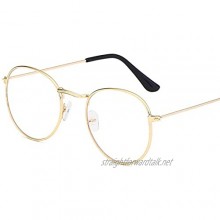 Cuasting Metal Printing Round Large Frame Glasses Unisex Decorative Spectacles Lightweight Clear Lens Retro Eyewear for Men Women Gold&Black
