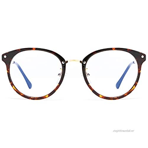 FEISEDY Blue Light Blocking Glasses Classic Nerd Clear Lenses Round Eyeglasses Frame Computer Glasses for Women and Men B2533