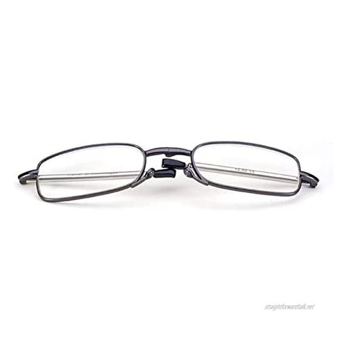 Folding Gadget Reading Glasses Telescopic Arms Rectangular Optical Quality Lenses for Men and Women Plus Slim Pocket Size Mini Flip Top Case Compact