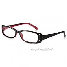 Read Optics Rhinestone Reading Glasses for Women: Stylish Feminine Easy Readers in Black and Red Plastic Frame of Tough Polycarbonate with Sparkling Diamante. +3 Clear Lenses. True Optical Quality