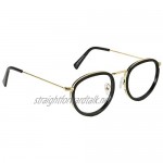 TIJN Non-prescription Glasses Vintage Round Metal Frame for Women Men Clear Lens Eyeglasses