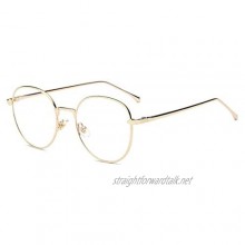Unisex Vintage Classic Metal Glasses Frame With Clear Lenses Fashion Glasses Specs Retro Glasses Round Gold Framed Glasses