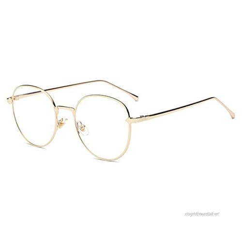 Unisex Vintage Classic Metal Glasses Frame With Clear Lenses Fashion Glasses Specs Retro Glasses Round Gold Framed Glasses