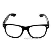 Vintage Retro Black Frame Clear Lens Geek Nerd Glasses