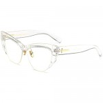 YMTP Transparent Cat Eye Glasses Frames Beige Semi Rimless Half Rim Eyeglasses Frame Women Clear