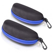 AkoaDa Glasses Case (2 Pack) Glasses Case Hard Case for Men and Women Portable Protective Box with Zip Hook