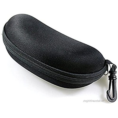 Black Portable Hard Zipper Case Box Eye Glasses Sunglass Bag w Carabiner Hook