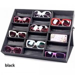 DIYARTS 18 Slots Eyeglasses Organizer Glasses Display Case Double Cover Sorting Box for Glasses Sunglasses Eyewear Jewelry (Red)