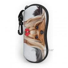 Glasses Case Lying Yorkshire Terrier With Cute Ribbon Yorkie Love Portrait Of A Dog With Carabiner Ultra Sunglasses Soft Case