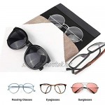 Hifot Leather Glasses Case with Glasses Cleaning Cloth PU Durable Portable Soft Pouch Eyeglass Sunglasses Reading Glasses Spectacles Case Hard Shell Eyeglass Case for Women Men Kids