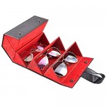 Leather Multi Sunglasses Organizer for Women Men Leather Eyeglasses Storage and Sunglass Glasses Display Drawer Case Organizer with 5 Slots