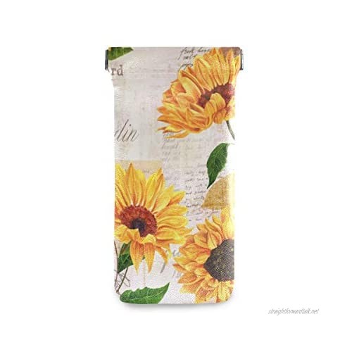 Linomo Floral Flower Sunflower Sunglasses Bag Microfiber Leather Pouch Storage Bag for Glasses and Cell Phones