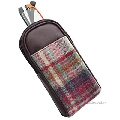 Mala Leather ABERTWEED Collection Leather & Tweed Spectacles Case 572_40 Plum