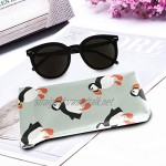 Moyyo Cartoon Puffin Seabird Eyeglasses Case Soft Portable Sunglasses Case Pouch PU Leather Wallet Glasses Case Travel Eyewear Eyeglasses Case Pouch for Women Men