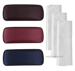 Pack of 3 Hard Shell Eyeglasses Case Protective Glasses Case with Cleaning Cloth