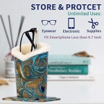 Shidan Eyeglasses Holder with PU Leather Velvet Plush Protective Eyeglasses Holder Stand Case for Home Office and School