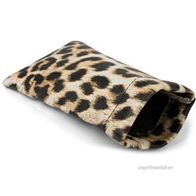 styleBREAKER sunglasses case with leopard print and cleaning cloth glasses pouch with snap fastening women 09020096