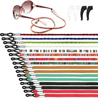 12 Pieces Eye Glasses Strap Chains Eyeglass Holder Strap Glasses Lanyard Cords for Men Women with 2 Pairs Anti-Slip Holders