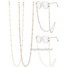 2 Pieces Eyeglass Chains Sunglasses Eyewear Strap Holder Reading Glasses Retainer for Women Faux Pearl Beaded Style Colorful Beaded Style