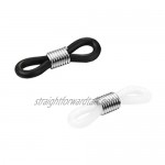 40 Pack Silver Tone Clear Black Cord Ends For Eyeglasses Chain Holder Strap Ends Glasses Rubber Loop Ends Holder Clips