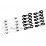 40 Pack Silver Tone Clear Black Cord Ends For Eyeglasses Chain Holder Strap Ends Glasses Rubber Loop Ends Holder Clips