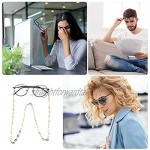 Amosfun 2 Pcs Eyeglass Chain Strap Holder Pearl Sunglass Chain Lanyard Neck Cords Reading Glasses Retainer (Golden Silver)