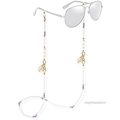 C·QUAN CHI Women's Glasses Chains Holder Eyeglass Chain Eyewear Retainer Anti-Slip Multicolour Beaded Spectacles Sunglass Holder Glasses Cords(66-68cm)