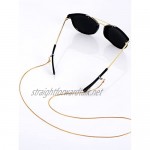 Eyeglasses Chain Spectacles Sunglass Holder Glasses Cords Strap Eyewear Retainer 79 cm Silver and Gold with 6 Piece Silicone Anti-slip Rings