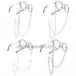 Hifot Eyeglasses Chains Spectacles Sunglasses Strap Eyewear Retainer 4 Pack Cord Bead Chain Lanyard for Mask Reading Glassses - Sliver