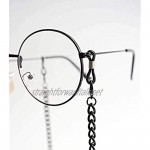 Hygienic & Fashionable Hand Made Anti-Loss Eyeglasses/Mask Holder/Lanyard Style Flower Pendant Chain Necklace (Black & Gold) with Silicone Rubber Spectacle Strap Loop Connectors (Made in S.Korea)