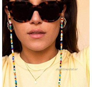 IYOU Boho Beaded Eyeglasses Chain Multicolour Bead Spectacle Chain Glasses Cord Beach Street Shot Sunglass Chain Anti-lost Eyeglass Accessories for Women and Girls