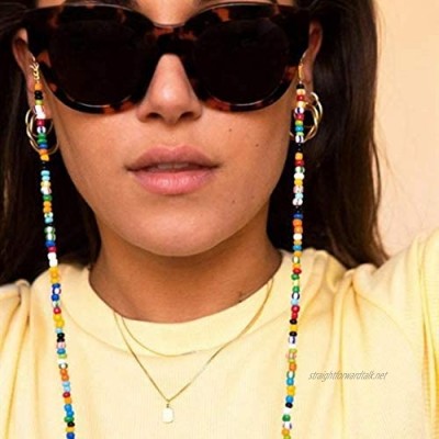 IYOU Boho Beaded Eyeglasses Chain Multicolour Bead Spectacle Chain Glasses Cord Beach Street Shot Sunglass Chain Anti-lost Eyeglass Accessories for Women and Girls