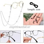 kuou 2PCS Metal Non-Slip Glasses Chain Ornaments Personality Fashion Eyeglass Chain with 4 Pair Silicone Anti-slip Rings for Sunglasses and Glasses